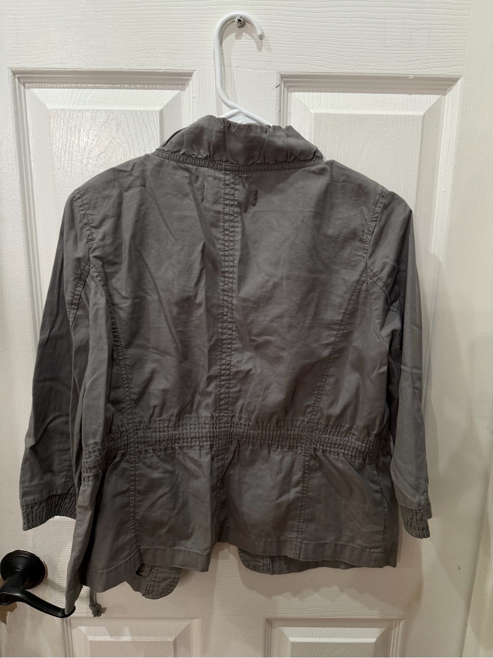 LOFT Gray Ruffle-Collar Utility Jacket - Picture 2 of 2